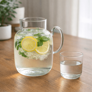 Ensemble de carafe en verre borosilicate avec tasse 1,5 L, résistant à la chaleur, design moderne avec poignée - Product Image 2