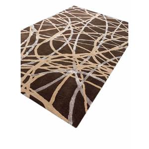 Acar Hand Tufted <b>Wool</b> & Viscose Rug Beige & <b>Brown</b> Abstract Pattern for Home Use-Tra-14763 - Product Image 2