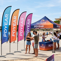 Drapeau de plage professionnel à double face imprimé, avec mât en fibre de verre, options multi-tailles pour promotion extérieure sur la plage