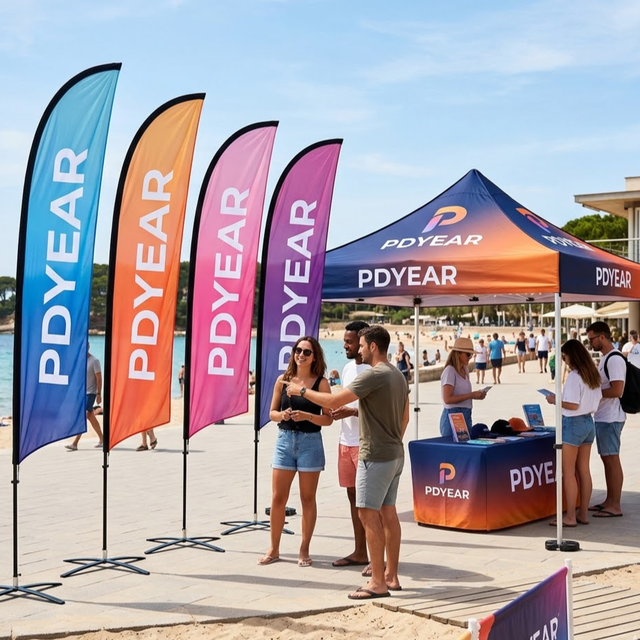 Professional Grade Beach Feather Flag Fiberglass Pole Double-Sided Printed Multi-Size Options for Outdoor Beach Promotional