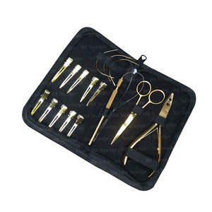 Kit d'outils d'extension de cheveux en acier inoxydable or noir de haute qualité en gros pour le matériel métallique de travail de salon - Product Image 5