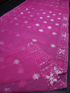 Exclusif Trendy Deshi Dhakai Jamdani Sharee de haute qualité pour les femmes JAMDANI FABRIC Bleu VERT Doré Bleu Ciel du Bangladesh - Product Image 3