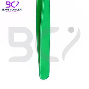 แหนบปลายเอียงสำหรับผู้หญิงเครื่องมือกำจัดขนและคิ้วทำจากสเตนเลสสีเขียว - Product Image 3