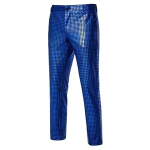 Nouveaux hommes luxueux paillettes à carreaux costume pantalon mode mâle danse fête tenue décontractée petit pantalon extensible - Product Image 1