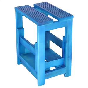 WELL HOME Taburete de Madera Azul de 2 Niveles 32x23x40 cm Acabado en Azul para Uso en el Hogar o la Oficina - Product Image 3