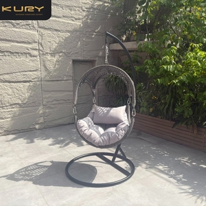 Sedia a dondolo in rattan per esterni, amaca sospesa a forma di uovo per patio, balcone e giardino - Product Image 4