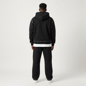 OEM Winter Printed Cotton Fleece Drawstring <b>Hoodies</b> Customized Logo <b>Oversized</b> Contrast <b>Stitch</b> Tracksuits Wholesale Baggy Loose - Product Image 4