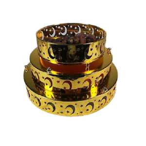 Handmade High Quality Metal Gold Color <b>Chocolates</b> Dates Tray Set of Three Different Sizes <b>Ramadan</b> Islamic Accessories - Product Image 6