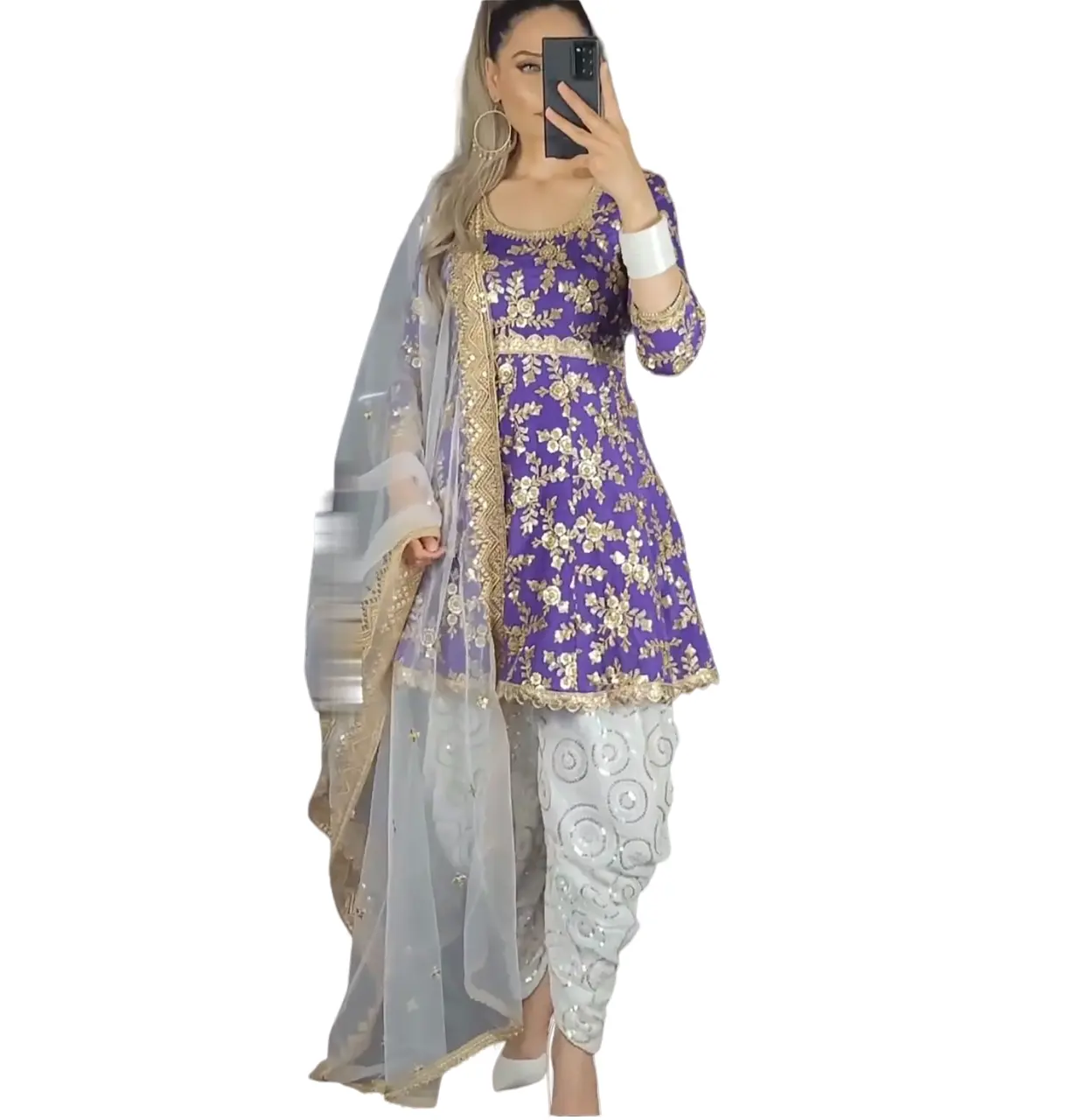Salwar Kameez, costume pakistanais personnalisable avec salwar de style dhoti, tenue traditionnelle indienne pour femmes