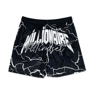 Custom High Quality Breathable Vintage Basketball <b>Shorts</b> Mid Waist Knitted High Street Style Sublimated Elastic Waist Hot <b>Shorts</b> - Product Image 2