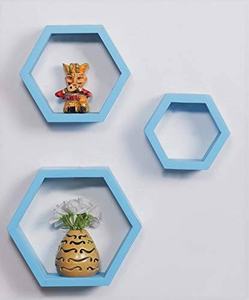 Estantes de Pared Cuadrados Flotantes de Madera Imperial Bulk, Color Dorado, Cuatro Niveles, Almacenamiento Ecológico para Macetas, Procedentes de la India - Product Image 4