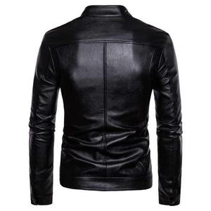 Blouson d'hiver de style motard pour homme, en cuir de vache rouge, imperméable, respirant, anti-UV, doublure en coton, tissu en toile - Product Image 3