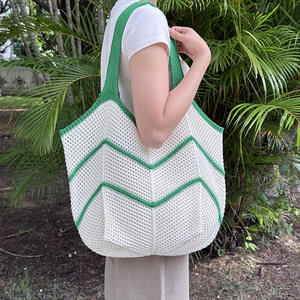 Bolso de Hombro de Ganchillo Bohemio de Verano, Bolso de Playa con Adornos Florales, Bolsos Cruzados Portátiles para - Product Image 6