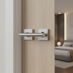 Par de manijas de puerta Amsterdam E1400Z/848 4KT 8mm F69 VA Matt con roseta, rieles para cortinas y accesorios - Product Image 3