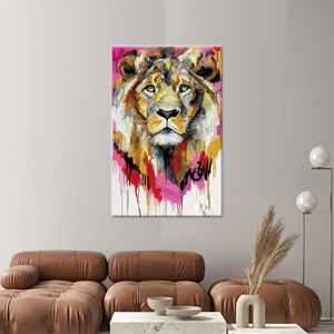 Lienzo Impreso: León Abstracto Bohemio en Vidrio Templado, Lienzo Enrollado - Product Image 1