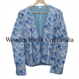 Magnifique veste courte matelassée vintage en coton biologique 100 % tricoté et imprimé pour femme, style bohème, écologique, hiver - Product Image 6