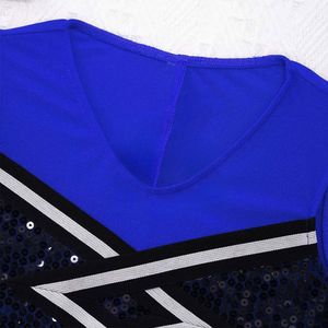 Uniforme de Animadoras Azul y Negro con Estampado Personalizado, Ropa Deportiva Escolar para Chicas, 100% Poliéster de Secado Rápido para el Día del Juego - Product Image 3