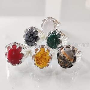 Bague pour homme en gros, pierre de lune naturelle, corail, turquoise, onyx, rutile, grenat, pierre précieuse, bague turque, bijoux, bague en argent sterling 925 - Product Image 3