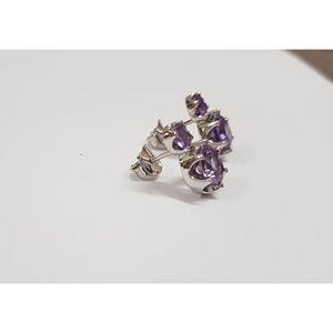 Women's Classic and Trendy Amethyst White Gold <b>Stud</b> <b>Earrings</b> for Wedding and Engagement Occasions - Product Image 4
