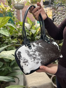 Meilleure vente, petit sac à main double pour femmes en cuir de vachette, très vendu, sac à main fait main pour shopping, sac décontracté, ensemble à poils en cuir de fourrure - Product Image 3