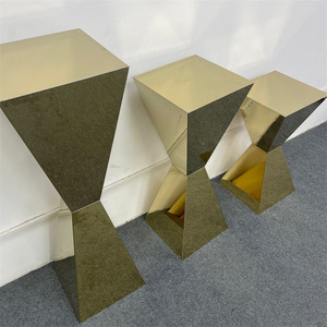 Support de centre de table de mariage LANJO de luxe, 40 pouces, en métal doré et argenté, avec motif floral géométrique et miroir - Product Image 4