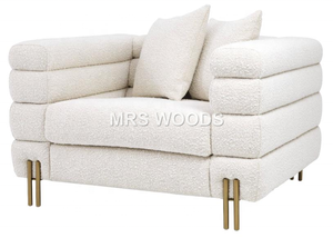 MRS WOODS <span class=keywords><strong>bianco</strong></span> singolo lato ristorante divano sedile stile bohémien tessuto copridivano con gamba <span class=keywords><strong>oro</strong></span> poltrona monoposto divano - Product Image 5