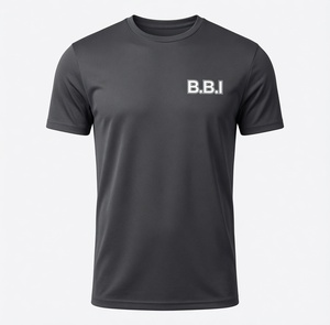 Camiseta Negra de Manga Corta con Cuello Redondo para Hombre, Corte Regular, Transpirable, Informal, con Diseño de Letras Impresas y Logotipo B.B.I - Product Image 3