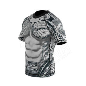 MMA Rash Guard Chemise de compression à manches courtes imprimée sur mesure Impression numérique Design camouflé pour hommes OEM antibactérien Séchage rapide - Product Image 4