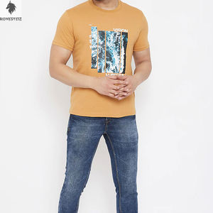 เสื้อยืดสำหรับผู้ชายพิมพ์ลาย DTG คุณภาพสูงตามสั่งเครื่องแต่งกายแนวสตรีทฮิปฮอปผ้าคอตตอน100% แฟชั่นสไตล์กริ่งสำหรับดูเป็นทางการ - Product Image 4