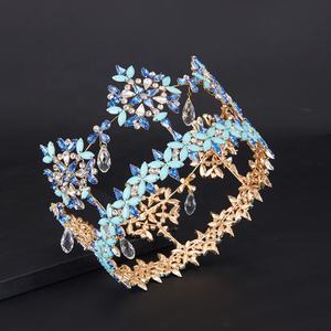 Tiara Corona Redonda con Encanto <span class=keywords><strong>Azul</strong></span> para Ganadora <span class=keywords><strong>de</strong></span> Concurso <span class=keywords><strong>de</strong></span> Belleza Miss América Universo Princesa <span class=keywords><strong>Reina</strong></span> Accesorios para el Cabello - Product Image 5