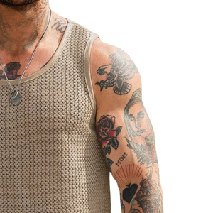 <b>Mens</b> Knitted Sleeveless Tank Top Solid Casual Summer <b>Vest</b> Lightweight Breathable Stretch Streetwear Fitness <b>Gym</b> Sports Wear - Product Image 3