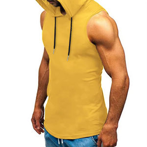 Jersey sin mangas de alta calidad para hombre, Sudadera con capucha de gimnasio, diseño personalizado, patrón sólido, logotipo frontal, impresión, calidad, teñido liso para invierno - Product Image 2