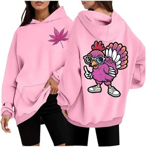 Sudadera con capucha cálida de Invierno para mujer, sudadera con capucha de Acción de Gracias, estampado de pavo púrpura, estilo informal de manga larga, sudaderas con estilo para mujer - Product Image 1