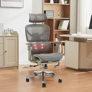 Chaise de bureau ergonomique moderne pour cadre dirigeant avec appui-tête réglable, fonction pivotante et support lombaire inclinable en tissu entièrement en maille - Product Image 5