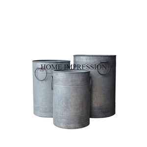 Venta al por mayor maceta galvanizada y macetas de color gris hecho a mano piso decorativo macetas de lujo de gran tamaño con OEM y ODM disponible - Product Image 4