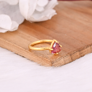 แหวนเงินแท้ 925 ชุบทอง ประดับพลอยทัวร์มาลีนสีชมพูธรรมชาติ สไตล์วินเทจ เหมาะสำหรับงานแต่งงาน ของขวัญสำหรับทุกเพศทุกวัย - Product Image 2