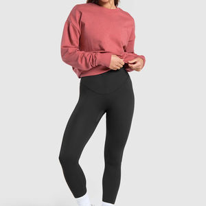 Marque de luxe pull col rond sweat Logo personnalisé sweats à capuche à épaules tombantes pour femme dernière longueur courte femmes sweats - Product Image 4