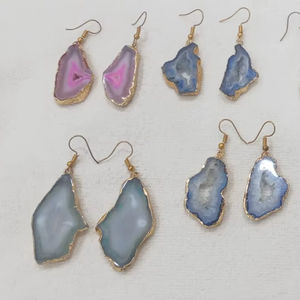 Pendientes Bohemios Druzy de Latón con Baño de Oro Micronizado, Joyería de Declaración Colgante para Fiesta Unisex H.A. Gemas de un Proveedor Confiable - Product Image 1