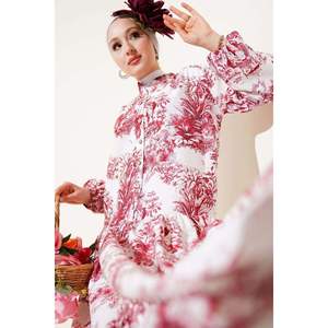 Filli Floral Patterned <b>Viscose</b> <b>Dress</b> Claret Red - Product Image 1