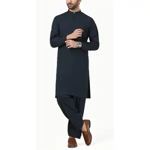 100% 顶级高品质男士Shalwar Kameez休闲服装2024新设计穆斯林Shalwar Kameez男士