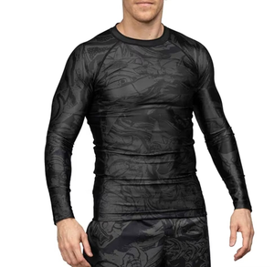 Rashguard personnalisé noir en polyester et élasthanne pour BJJ, vente en gros, prix fabricant - Product Image 2