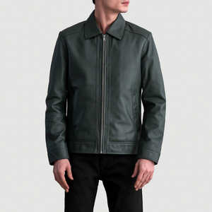 Veste en cuir de luxe tendance pour hommes avec fermeture éclair Veste d'extérieur de moto personnalisée coupe ajustée à la mode avec logo personnalisé et broderie - Product Image 6