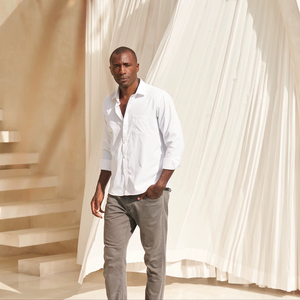 Chemise de smoking d'entreprise BEAM de haute qualité pour homme, en non-tissé, à manches longues, col en V, anti-humidité, formelle d'été, ODM, 40% coton - Product Image 2