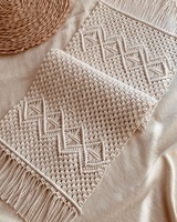 Chemin de table en coton macramé bohème chic pour la décoration de table à la maison, chemin de table artisanal pour table basse de style campagnard