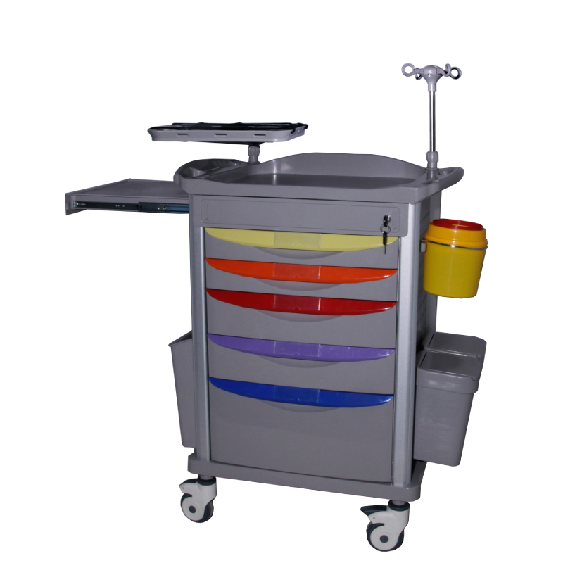 MN-EC004 Vente directe de fabrication Chariot médical multifonctionnel en ABS plastique Médicament Traitement d'urgence