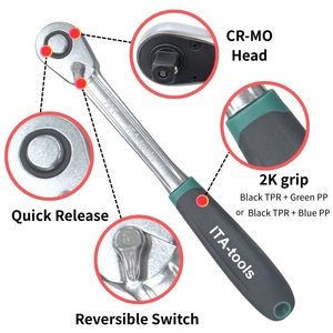 1/4 "3/8" 1/2 "72T ด้ามจับหมุนเร็วพร้อมด้ามจับ2K OEM ODM DIY CR-V เหล็ก - Product Image 4