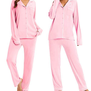 ชุดนอนแขนสั้นคอปกเนื้อนุ่มของผู้หญิงชุดนอนแบบผูกเชือกชุดชุดนอนแบบผูกเชือกสำหรับฤดูใบไม้ร่วงทำเองโลโก้ด้านหน้า - Product Image 3