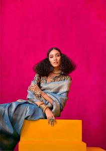 Saree de seda Banarasi suave de calidad superior para mujer Plata pura Zari Heavy Pallu Zari Borde tejido para fiestas - Product Image 5