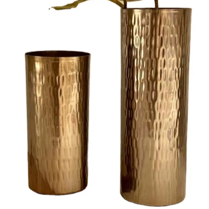 Jarrón de Flores de Metal Martillado, Maceta Cilíndrica Decorativa para el Hogar, Sala de Estar, Hotel, Restaurante, Centro de Mesa, Decoración Premium - Product Image 2
