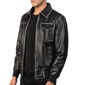 Men High Quality Custom Leather <b>Jacket</b> Stand Front Hooded <b>Vintage</b> Design Breathable Genuine Leather Winter <b>Jacket</b> for men 2026 - Product Image 3